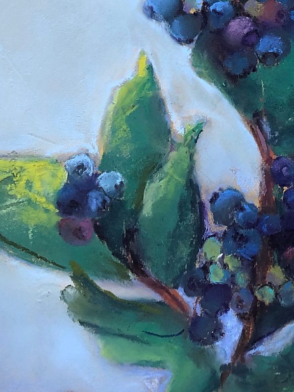 Pastel painting of ripening blueberries