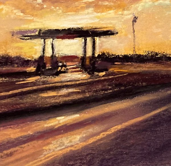 Detail of Gas Station during Sunset Over Stilwell