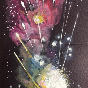 Miniature painting of bonfire night fireworks