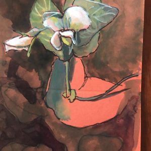 Gouache painting of sugar snap peas