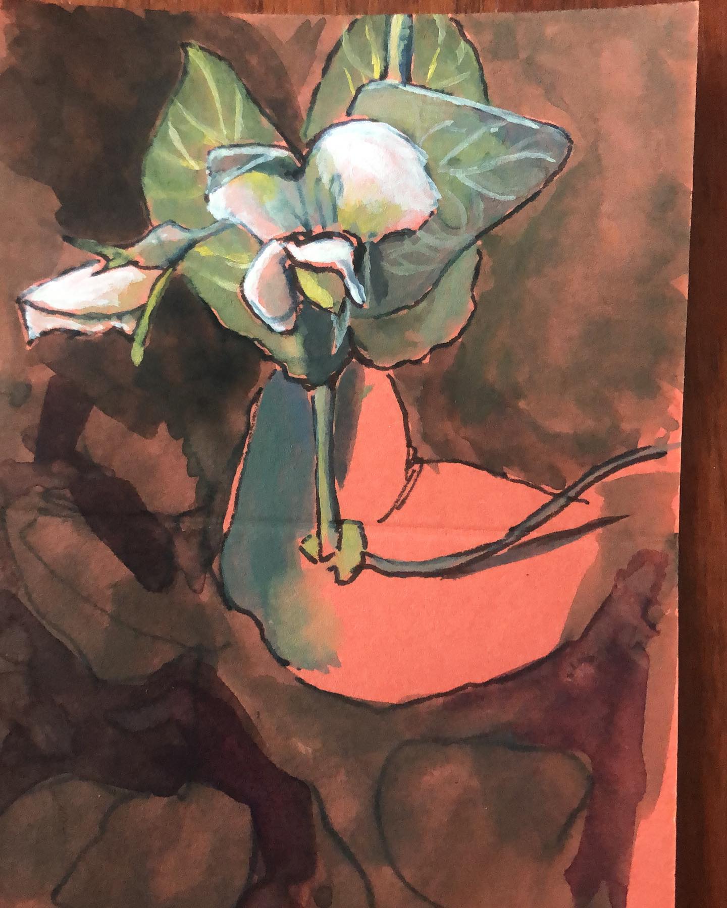 Gouache painting of sugar snap peas